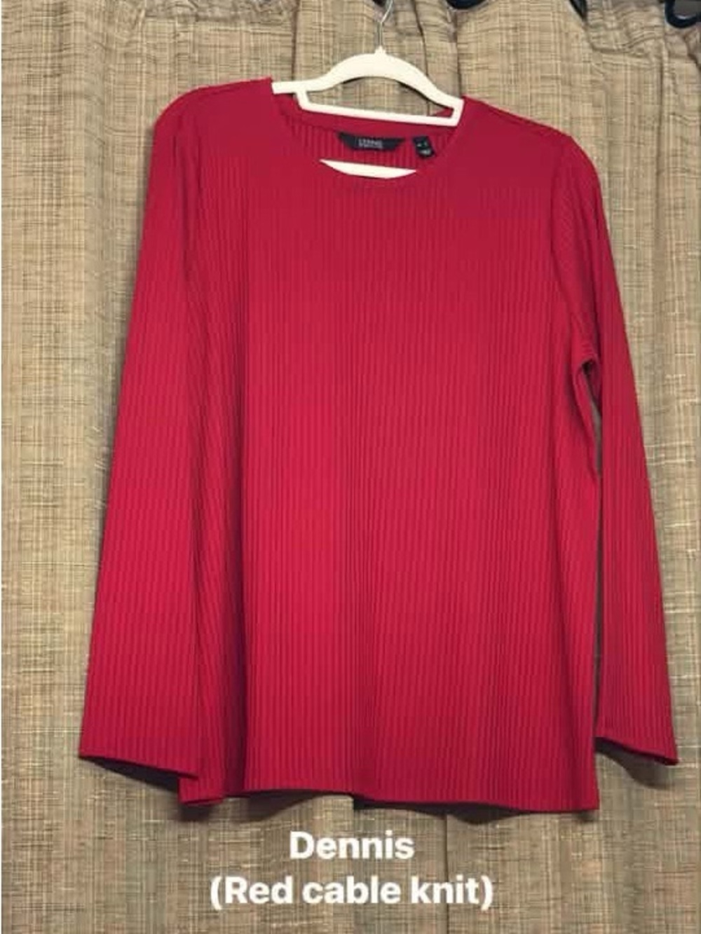 Dennis Women's Red Ribbed Crewneck Sweater